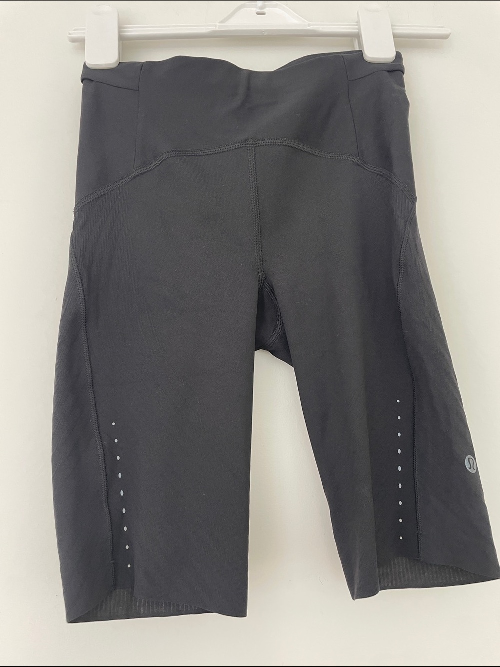 lululemon athletica Long Black Bike Shorts with Reflective Dots